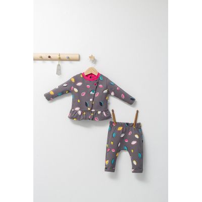Set 2 piese cu bluzita cu volan si pantalonasi pentru fetite Colorful autum, Tongs baby (Culoare: Albastru, Marime: 9-12 luni) JEMtgs_4435_4