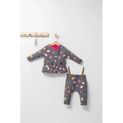 Set 2 piese cu bluzita cu volan si pantalonasi pentru fetite Colorful autum, Tongs baby (Culoare: Gri, Marime: 18-24 Luni) JEMtgs_4435_7