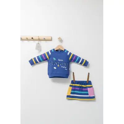 Set 2 piese cu bluzita si fustita pentru fetite Colorful autum, Tongs baby (Culoare: Albastru, Marime: 18-24 Luni) JEMtgs_4433_2