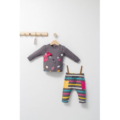 Set 2 piese cu bluzita si pantalonasi pentru fetite Colorful autum, Tongs baby (Culoare: Albastru, Marime: 9-12 luni) JEMtgs_4432_4