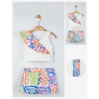 Set elegant bluzita de vara cu pantalonasi pentru fetite, Tongs baby (Culoare: Gri, Marime: 6-9 luni) JEMtgs_4290_8