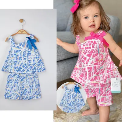 Set elegant bluzita de vara cu pantalonasi pentru fetite Mystery, Tongs baby (Culoare: Albastru, Marime: 24-36 luni) JEMtgs_4282_5