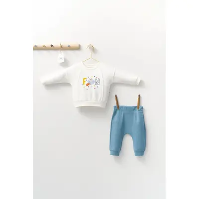 Set 2 piese cu bluzita si pantalonasi de trening Monster, Tongs baby (Culoare: Albastru, Marime: 6-9 luni) JEMtgs_4405_5