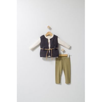 Set 3 piese: pantaloni, bluzita si vestuta eleganta pentru bebelusi Fun Penguin, Tongs baby (Culoare: Gri, Marime: 9-12 luni) JEMtgs_4565-7