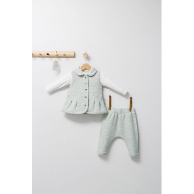 Set 3 piese: pantaloni, bluzita si vestuta eleganta pentru bebelusi Paris Love, Tongs baby (Marime: 18-24 Luni, Culoare: Ecru) JEMtgs_4465-2