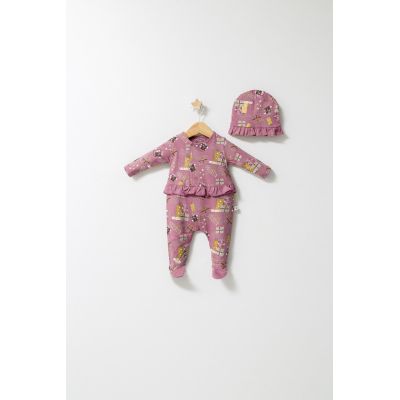 Set salopeta cu caciulita cu volanas pentru bebelusi Fun Penguin, Tongs baby (Culoare: Gri, Marime: 6-9 luni) JEMtgs_4560-5