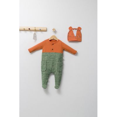 Set salopeta cu caciulita pentru bebelusi King, Tongs baby (Culoare: Portocaliu, Marime: 3-6 Luni) JEMtgs_4470_3
