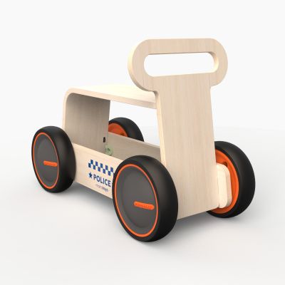 Jucarie din lemn 3 in 1 Politie DriveMe Wood: masinuta ride-on, premergator si carucior de jucarii MamaToyz JEMMtyz_rideonwood2