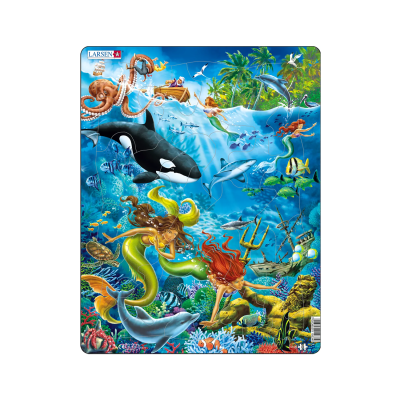 Puzzle Maxi Sirenele care descopera Statuia regelui Neptun, 32 piese, Larsen KDGLS-US20