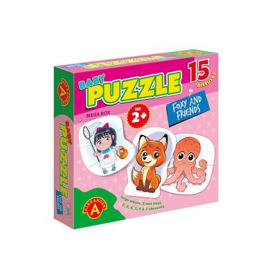 Puzzle educativ mega Box, Vulpita si prietenii, 15 imagini, +2 ani, Alexander Games KDGAXG-1892