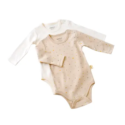 Set 2 body-uri cu maneca lunga bebe unisex -100% bumbac organic - Crem cu buline, Baby Cosy (Marime: 18-24 Luni) JEMBC-CSY5787-18