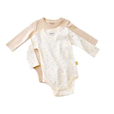 Set 2 body-uri cu maneca lunga bebe unisex -100% bumbac organic - Ecru cu buline, Baby Cosy (Marime: 18-24 Luni) JEMBC-CSY5786-18