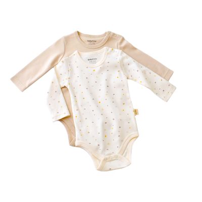 Set 2 body-uri cu maneca lunga bebe unisex -100% bumbac organic - Ecru cu buline, Baby Cosy (Marime: 6-9 luni) JEMBC-BC-CSY5786-6