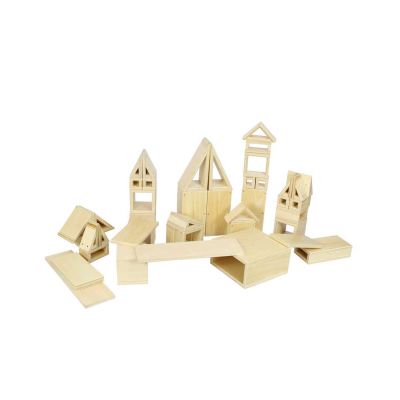 Set constructie 48 cuburi de lemn gigant cu interior gol, +3 ani, Masterkidz KDGME03645