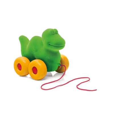 Jucarie de tras din cauciuc natural, Dinozaur, verde, 19 cm, 1an + Rubbabu KDGRU22131