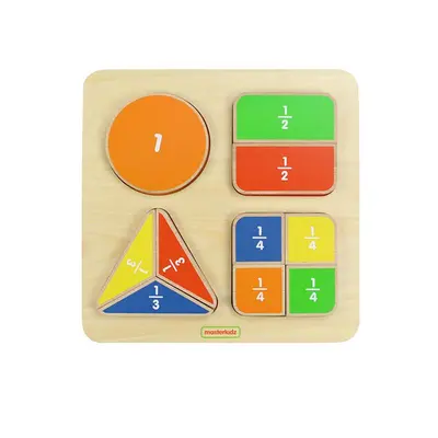 Panou educativ Fractiile (forme geometrice), din lemn, +2 ani, Masterkidz KDGMK00545