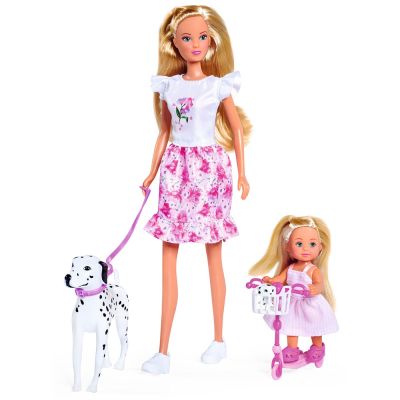 Papusa simba steffi love cute walk papusa 29 cm, papusa 12 cm, 2 figurine si accesorii hubs105733605