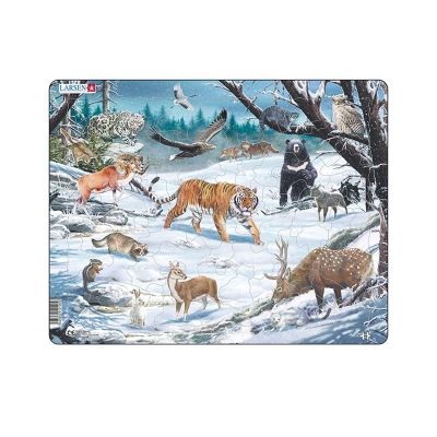 Puzzle maxi Animale salbatice din Siberia, orientare tip vedere, 66 de piese, Larsen KDGLS-FH34