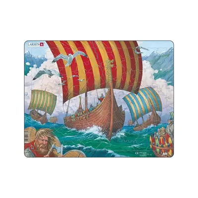 Puzzle maxi Corabiile vikingilor, orientare tip vedere, 64 de piese, Larsen KDGLS-FI6