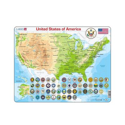 Puzzle maxi Statele Unite ale Americii, orientare tip vedere, 90 de piese, Larsen KDGLS-K36