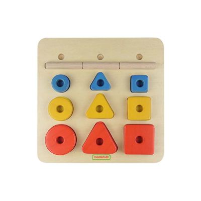Puzzle sortator de forme geometrice dupa forma, dimensiune si culoare, din lemn, +2 ani, Masterkidz KDGMK09401