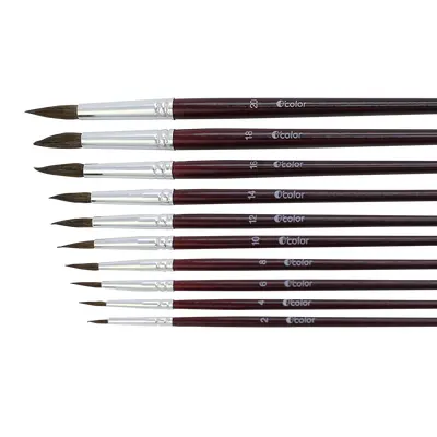 Set 10 pensule rotunde nr 4, din par de ponei - okelfc2204