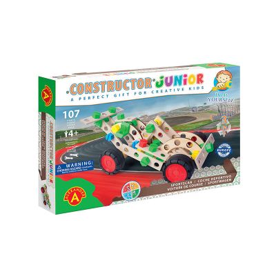 Set constructie 107 piese din lemn Masina Sport 3in1, +4 ani, Alexander Constructor Junior KDGAXCONS-2158