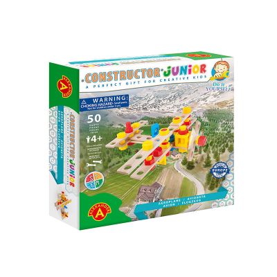 Set constructie 50 piese din lemn Constructor Junior- Avion, Alexander KDGAXCONS-2152