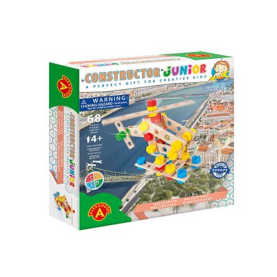 Set constructie 68 piese din lemn Constructor Junior- Elicopter, Alexander KDGAXCONS-2153