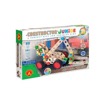 Set constructie 88 piese din lemn Constructor Junior-Motostivuitor 3in1, +4 ani, Alexander KDGAXCONS-2159