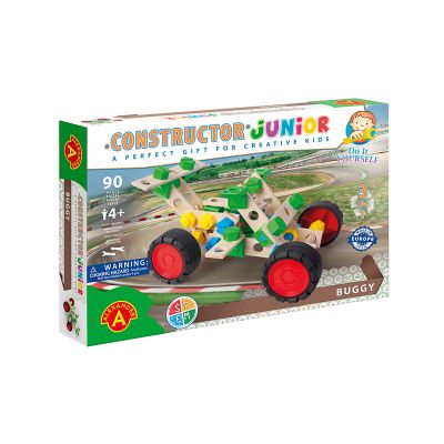 Set constructie 90 piese din lemn Constructor Junior- Buggy 3 in 1, +4 ani, Alexander KDGAXCONS-2156