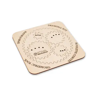 Set constructie mini cu mecanism Puzzle 3D WOODEN SPIROGRAPH din lemn 6 piese @ EWA KDGEWA00036