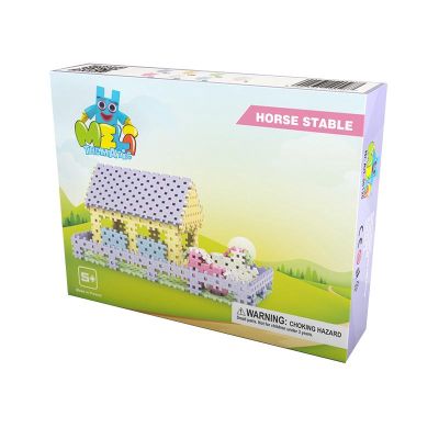 Set creativ de constructie Grajdul Cailor, 459 piese, Meli KDGML50120