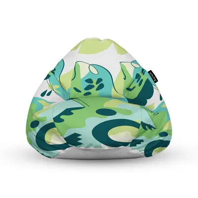 Fotoliu Units Puf Bean Bag tip para L, impermeabil, indoor/outdoor, sac interior, cu maner, 80 x 80 x 60 cm, Abstract Jungle Periglacial BEANUNB-PR-L-EXT-180