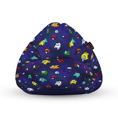 Fotoliu Units Puf Bean Bag tip para L, impermeabil, indoor/outdoor, sac interior, cu maner, 80 x 80 x 60 cm, Among Us Albastru BEANUNB-PR-L-EXT-214