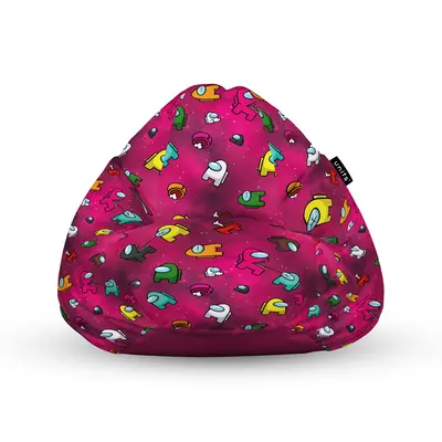 Fotoliu Units Puf Bean Bag tip para L, impermeabil, indoor/outdoor, sac interior, cu maner, 80 x 80 x 60 cm, Among Us Magenta BEANUNB-PR-L-EXT-216