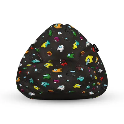 Fotoliu Units Puf Bean Bag tip para L, impermeabil, indoor/outdoor, sac interior, cu maner, 80 x 80 x 60 cm, Among Us Negru BEANUNB-PR-L-EXT-213