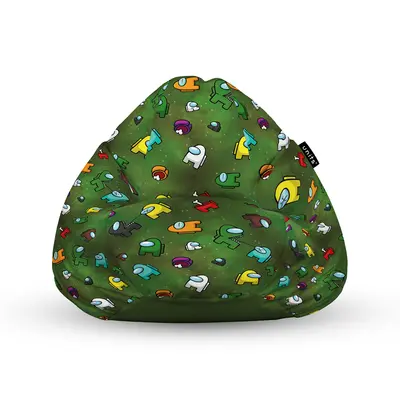 Fotoliu Units Puf Bean Bag tip para L, impermeabil, indoor/outdoor, sac interior, cu maner, 80 x 80 x 60 cm, Among Us Verde BEANUNB-PR-L-EXT-215