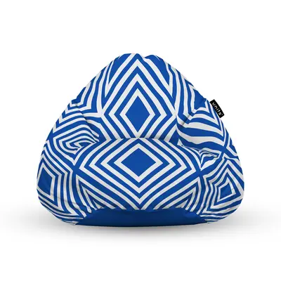 Fotoliu Units Puf Bean Bag tip para L, impermeabil, indoor/outdoor, sac interior, cu maner, 80 x 80 x 60 cm, Diamond, Blue BEANUNB-PR-L-EXT-155
