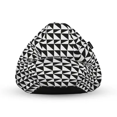 Fotoliu Units Puf Bean Bag tip para L, impermeabil, indoor/outdoor, sac interior, cu maner, 80 x 80 x 60 cm, Geometric Sea, Black BEANUNB-PR-L-EXT-160