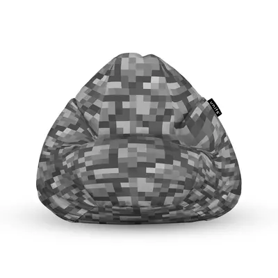 Fotoliu Units Puf Bean Bag tip para L, impermeabil, indoor/outdoor, sac interior, cu maner, 80 x 80 x 60 cm, Minecraft Piatra BEANUNB-PR-L-EXT-203