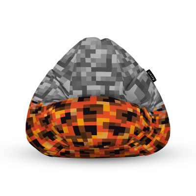 Fotoliu Units Puf Bean Bag tip para L, impermeabil, indoor/outdoor, sac interior, cu maner, 80 x 80 x 60 cm, Minecraft Piatra Magma BEANUNB-PR-L-EXT-204