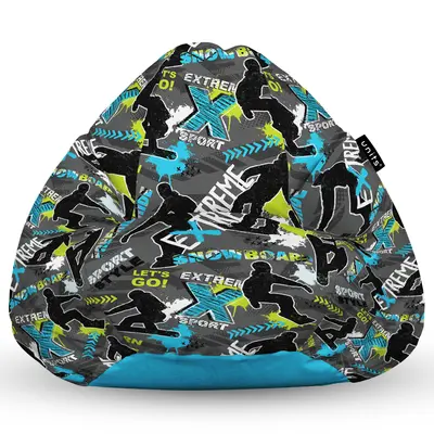 Fotoliu Units Puf Bean Bag tip para L, impermeabil, indoor/outdoor, sac interior, cu maner, 80 x 80 x 60 cm, X-sport BEANUNB-PR-L-EXT-093