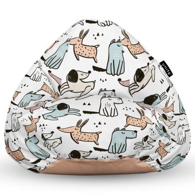 Fotoliu Units Puf Bean Bag tip para L, impermeabil, indoor/outdoor, sac interior, cu maner, 80 x 80 x 60 cm, caini cuminti BEANUNB-PR-L-EXT-146