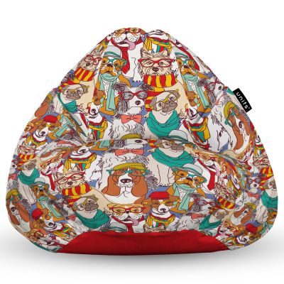 Fotoliu Units Puf Bean Bag tip para L, impermeabil, indoor/outdoor, sac interior, cu maner, 80 x 80 x 60 cm, caini hipster BEANUNB-PR-L-EXT-150