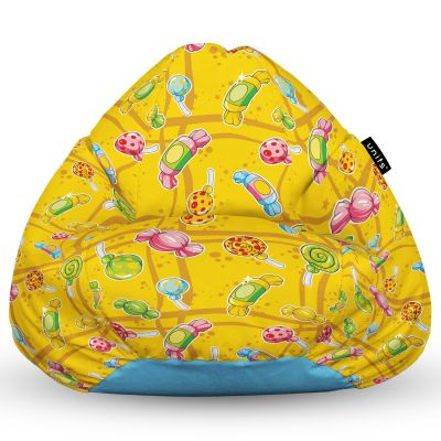Fotoliu Units Puf Bean Bag tip para L, impermeabil, indoor/outdoor, sac interior, cu maner, 80 x 80 x 60 cm, candies fundal galben BEANUNB-PR-L-EXT-062