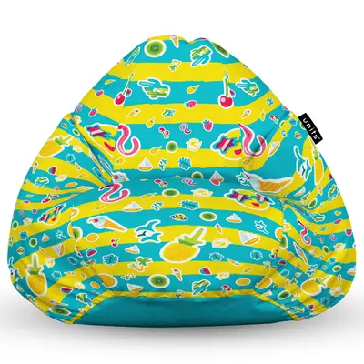 Fotoliu Units Puf Bean Bag tip para L, impermeabil, indoor/outdoor, sac interior, cu maner, 80 x 80 x 60 cm, candies fundal in dungi BEANUNB-PR-L-EXT-063