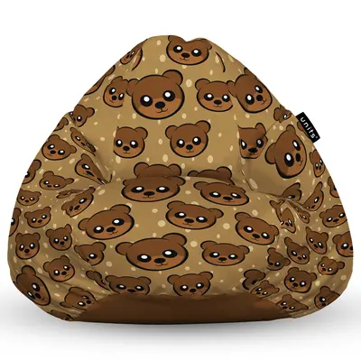 Fotoliu Units Puf Bean Bag tip para L, impermeabil, indoor/outdoor, sac interior, cu maner, 80 x 80 x 60 cm, cute brown bear BEANUNB-PR-L-EXT-141