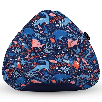 Fotoliu Units Puf Bean Bag tip para L, impermeabil, indoor/outdoor, sac interior, cu maner, 80 x 80 x 60 cm, dinozauri nocturni BEANUNB-PR-L-EXT-112