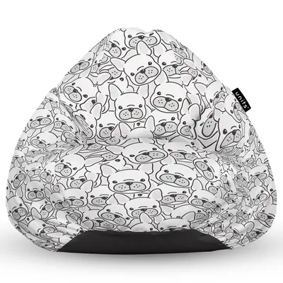 Fotoliu Units Puf Bean Bag tip para L, impermeabil, indoor/outdoor, sac interior, cu maner, 80 x 80 x 60 cm, frenchies albi BEANUNB-PR-L-EXT-147